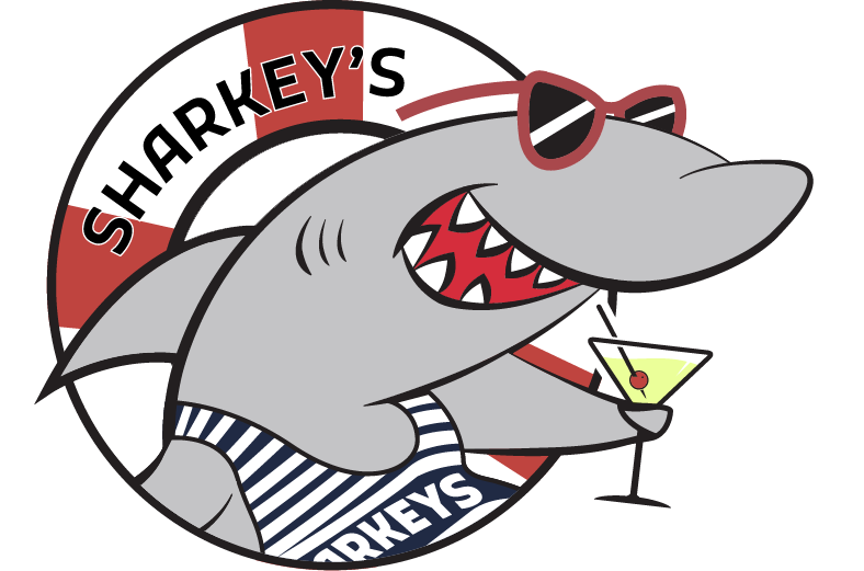 Sharkey's Bar and Grill Logo with Martini in WHITE Circle